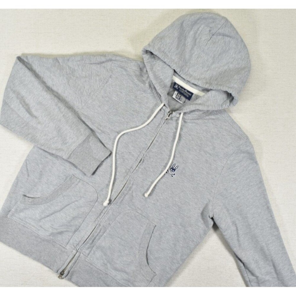 Psycho Bunny Robert Godley Hoodie Mens Small Gray Full Zip Embroidered Logo